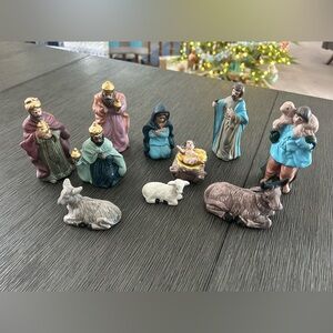 Colorful Nativity Figurine Set ~11 pieces